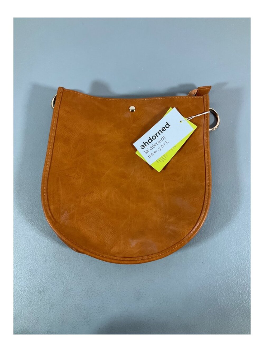 Ahdorned U-Shaped Messenger Bag in Camel with Dual Straps and Bonus Pouch